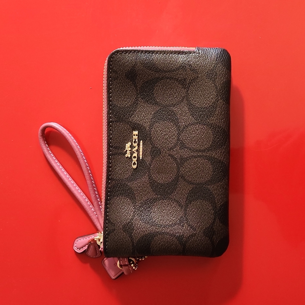 Coach canvas wallet wristlet Double Zip Coach Double Zip Wristlet Pink